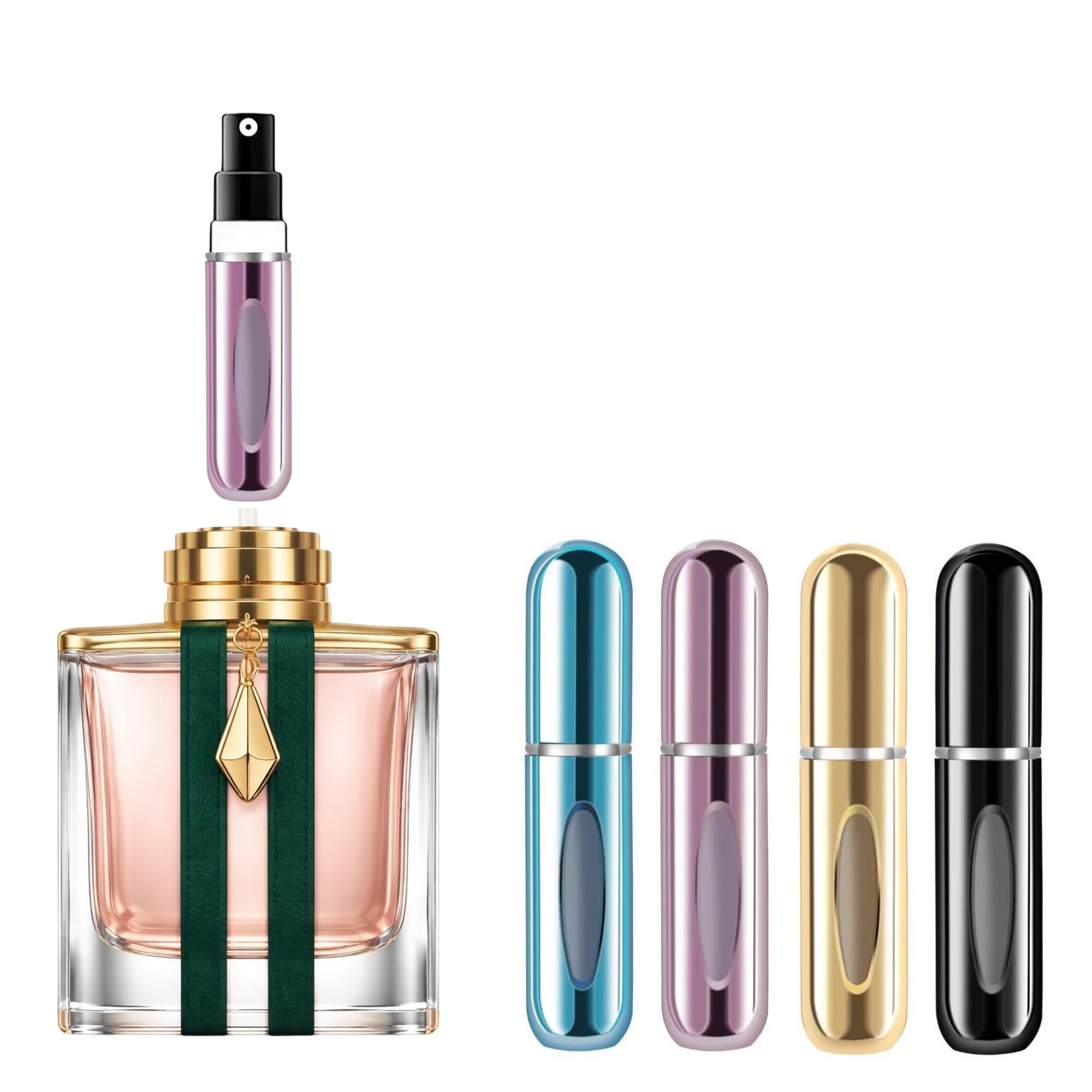 Photo 1 of 4 Pcs Refillable Perfume Atomizer, Travel Perfume Bottle Refillable and Leak-Proof, Portable Empty Cologne Atomizer, Mini Refillable Perfume Bottle for Pocket, Easy to Refill Decant Sprayer (10 ml)