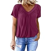 Dokotoo Women's Casual Summer T Shirts Short Sleeve V Neck Tops Tshirts