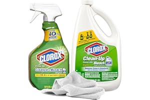 2 Clean-Up Cleaner with Bleach | 32oz Spray Bottle, 64oz Refill Jug, & Daley Mint Towel | Multi Purpose Bleach Cleaners (96oz Total)