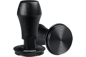 Normcore 53.3mm Espresso Coffee Tamper V4 - Spring Loaded Tamper With Titanium PVD Coating Ripple Base -15lb / 25lb / 30lbs Replacement Springs, Genuine Black Oak Wood Handle