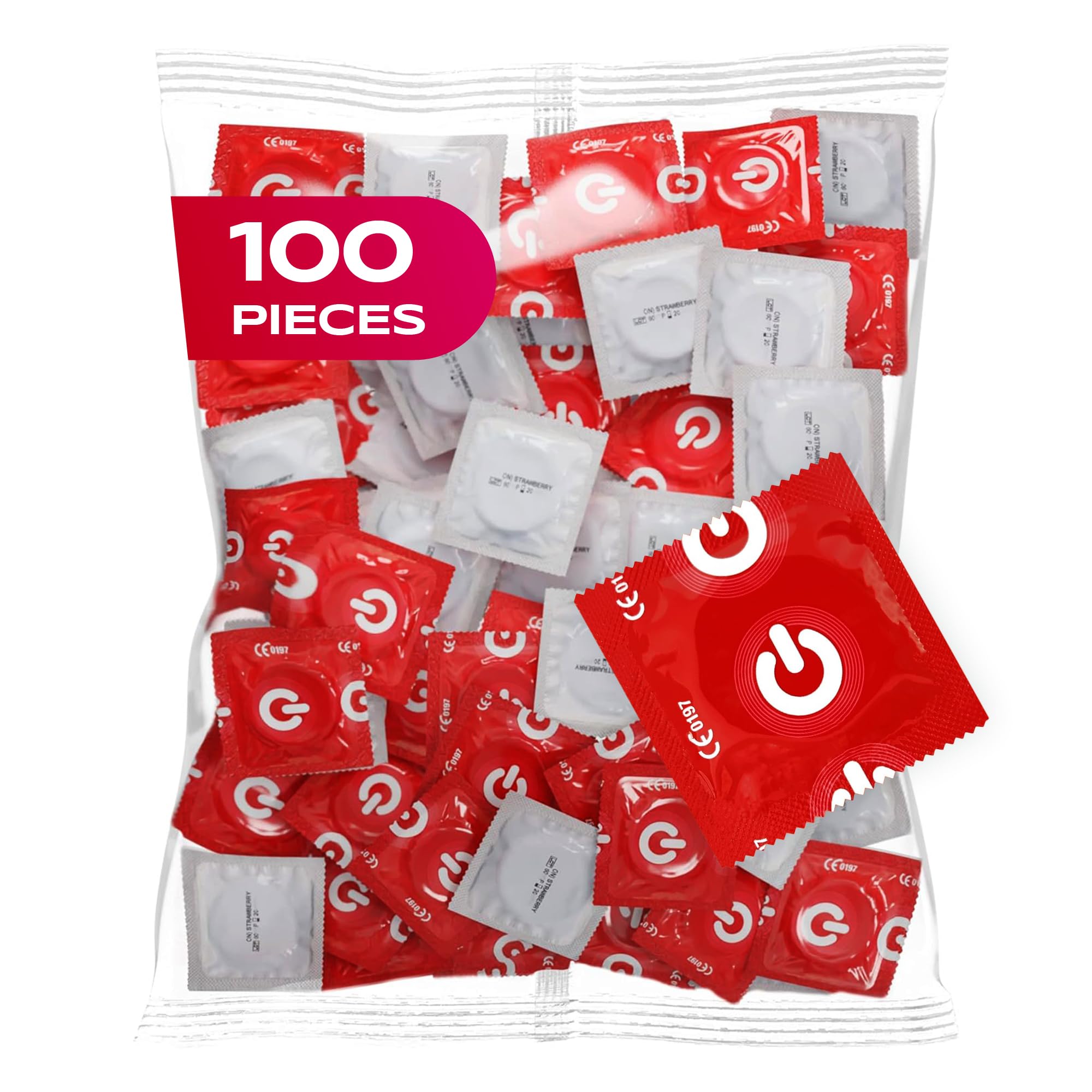 ON Little Tiger Condoms I 49mm Wide I Pack of 100 I Extra Thin Premium Condoms I with Silicone Lubricant I Wall Thickness of 0.07mm I Vegan Condoms for Men
