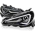 Spec-D Tuning Projector Jet Black Headlights + LED Signal Bar Compatible with 2012-2017 Scion FR-S, 2012-2017 Toyota 86, Left