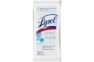 Lysol Simply Multi-Purpose Cleaning Wipes, Lightly Scented, No Harsh Chemical Residue, Lightly Scented, Eliminates Bacteria, 