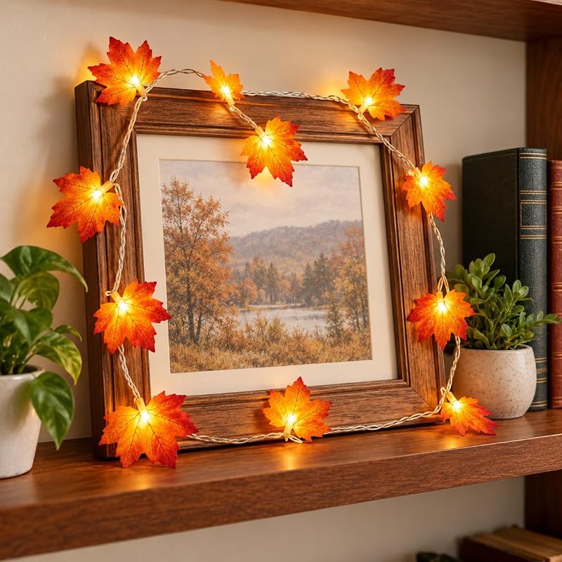 Guirnalda de luces AdalyRoma con hojas, 2,5M 20LED hojas de arce