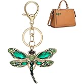 Liobelon Sparkling Dragonfly Keychain Crystal Rhinestone Charm Cute Keychain for Women for Purse Wallets Backpacks Handbags