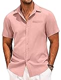 COOFANDY Mens Casual Linen Shirt Short Sleeve