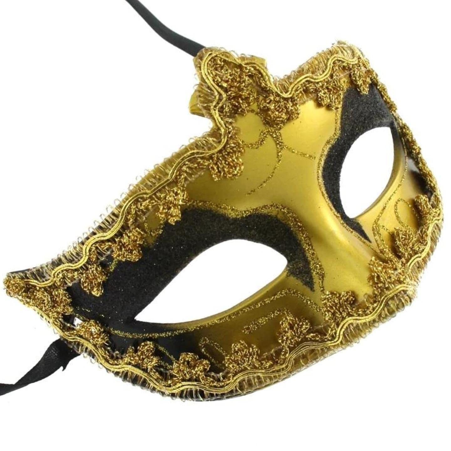 Topkids Accessories Masquerade Mask For Women and Men, Venetian Mask Halloween Mask, Masks for Masquerade Ball, Fancy Dress Adult, Cosplay accessories (Gold Black) — image 1