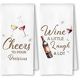 ArtisaEura Wine Kitchen Towels Set of 2, Wine Gifts for Lovers Women Dish Tea Bar Towels for Bartender Kitchen Decor, Bartender Gifts Hand Towels for Bar Decor, 16x24 Inches