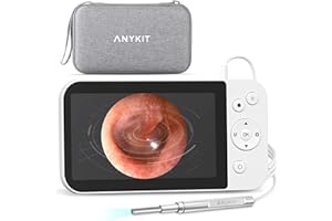 Anykit Digital Otoscope with 5" IPS Screen, 3.9mm Ear Camera with 6 Lights, 720PHD Ear Scope with Rechargeable Battery, Storage Case, 32GB Card, Supports Photo Snap and Video Recording