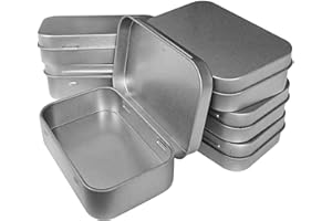 Hulless 30 Pcs Metal Hinged Tin Box Container Mini Portable Small Storage Container Kit with Lid for Home Storage 3.7x2.3x0.8 inch.