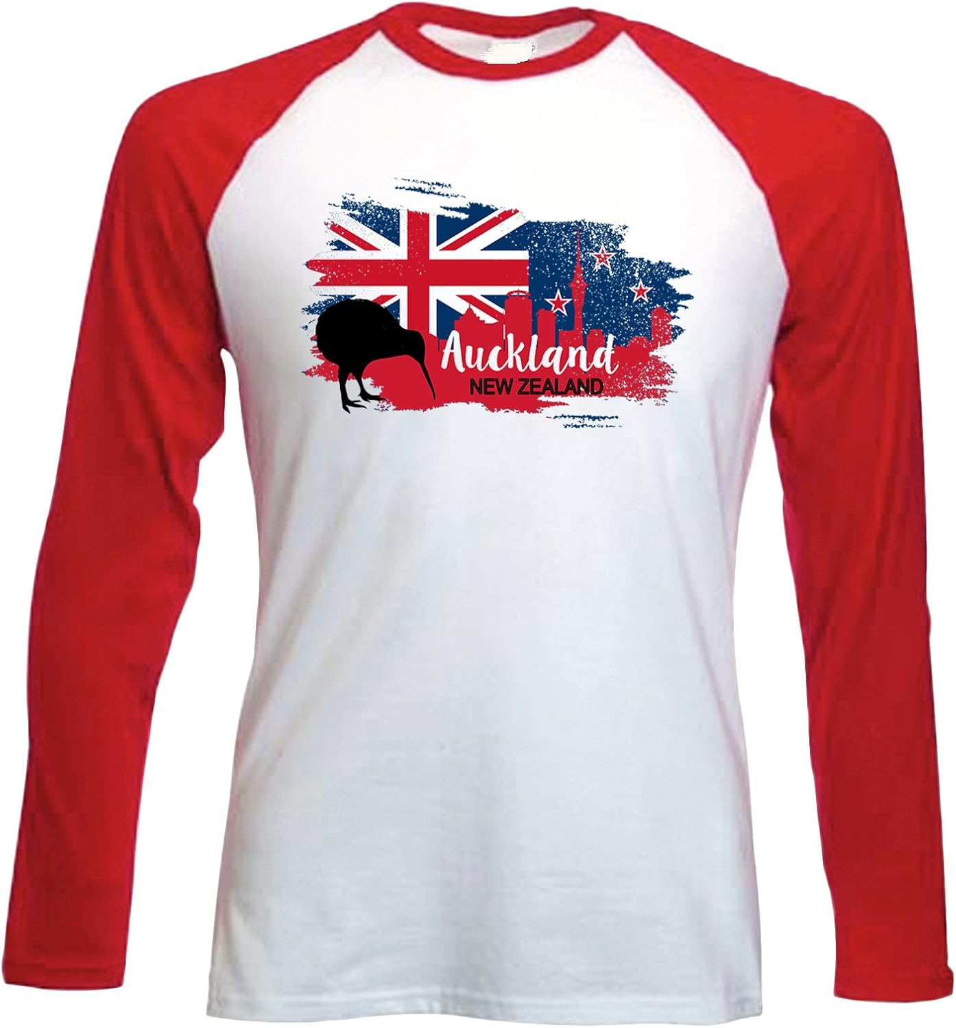 teesquare1st Men's Auckland New Zealand Red Long Sleeved TShirt Size