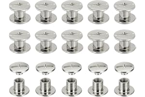 PATIKIL Chicago Screws, 60set M5 x 6mm Carbon Steel Phillips Head Screw Rivets Binding Screws Post Nail Rivet for Leather Belt Bag Backpack Craft Bookbinding, Silver Tone