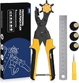 Diyife Belt Hole Puncher Full Set Leather Punch Plier 6 Hole Sizes with Ruler