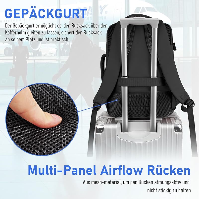 Handgepäck Rucksack 24L, Ryanair Handgepäck 40x30x20 Rucksack Damen