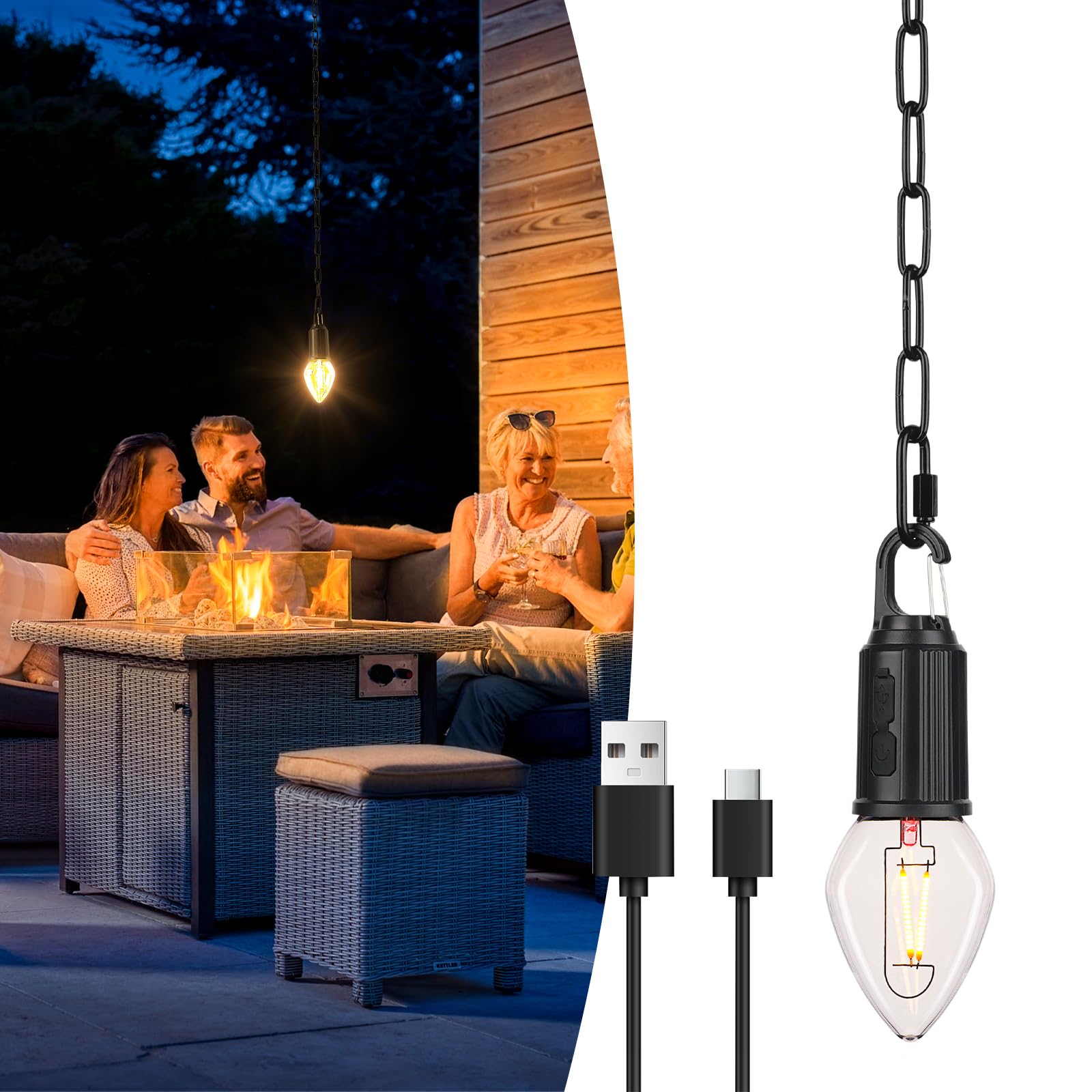 Photo 1 of Brighfivey Rechargeable LED Gazebo Lights Waterproof Outdoor Hanging Lights with 3 Modes, Battery Operated Candle Shape Chandelier for Pergola, Patio and Garden Light 1 Pack