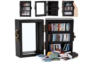 WAIZHIUA Anxiety Bookshelf Mini Bookshelf Ornament Miniature Bookshelf Decor Shake Away Your Anxiety Miniature Book Library with 60pcs Mini Books for Book Lovers Home Room Office Decor (Black)
