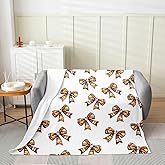 Watercolor Bowknot Kids Throw Blanket Brown Football Game Sports Bed Blanket for Bed Couch Rugby Theme Bow Tie Pattern Bed Blanket Soft Warm Lightweight for Adults,Throw (50x60 Inches)