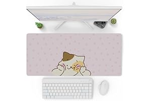 Pixio Mouse Pads - 36 x 16 inch XXL Squishy Cat Pink Multifunctional Large Desk Mats for Gaming, Office, Desktop Anti-Slip Waterproof Washable Computer Mouse Mat