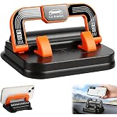 Car Phone Holder with 360 Degree Rotation, Dashboard Mount, Suction Cup, Horizontal and Vertical Screen Adjustment (Orange)