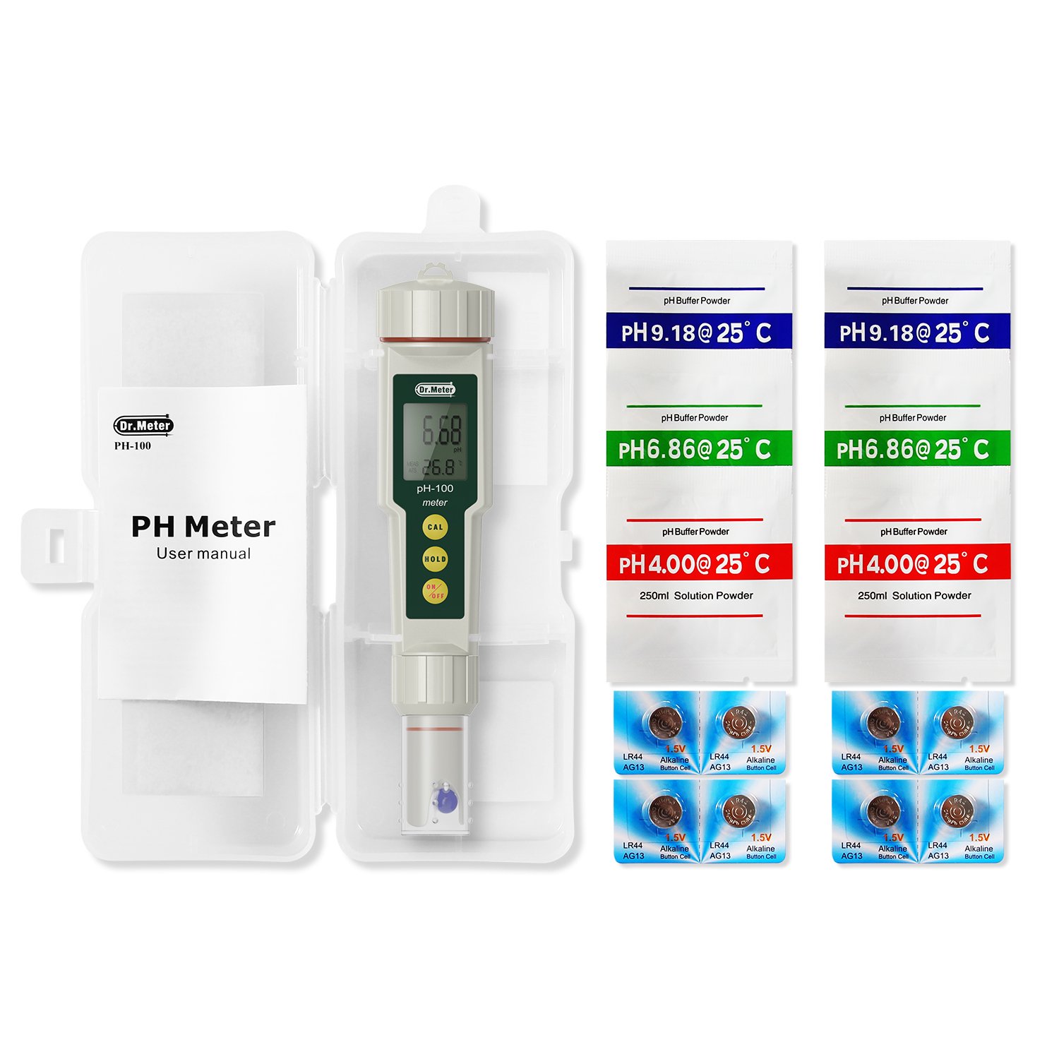 Dr.meter PH100V 0.01 Resolution High Accuracy Pocket Size pH Meter