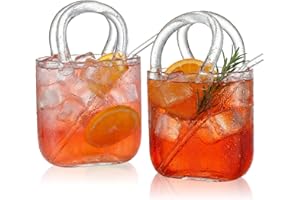 USEEKRIL Glass Purse for Drinks Set of 2,24oz Unique Thick Wine Glasses Gifts for Women Party,Fish Bowl Vase,Creative Drinkin