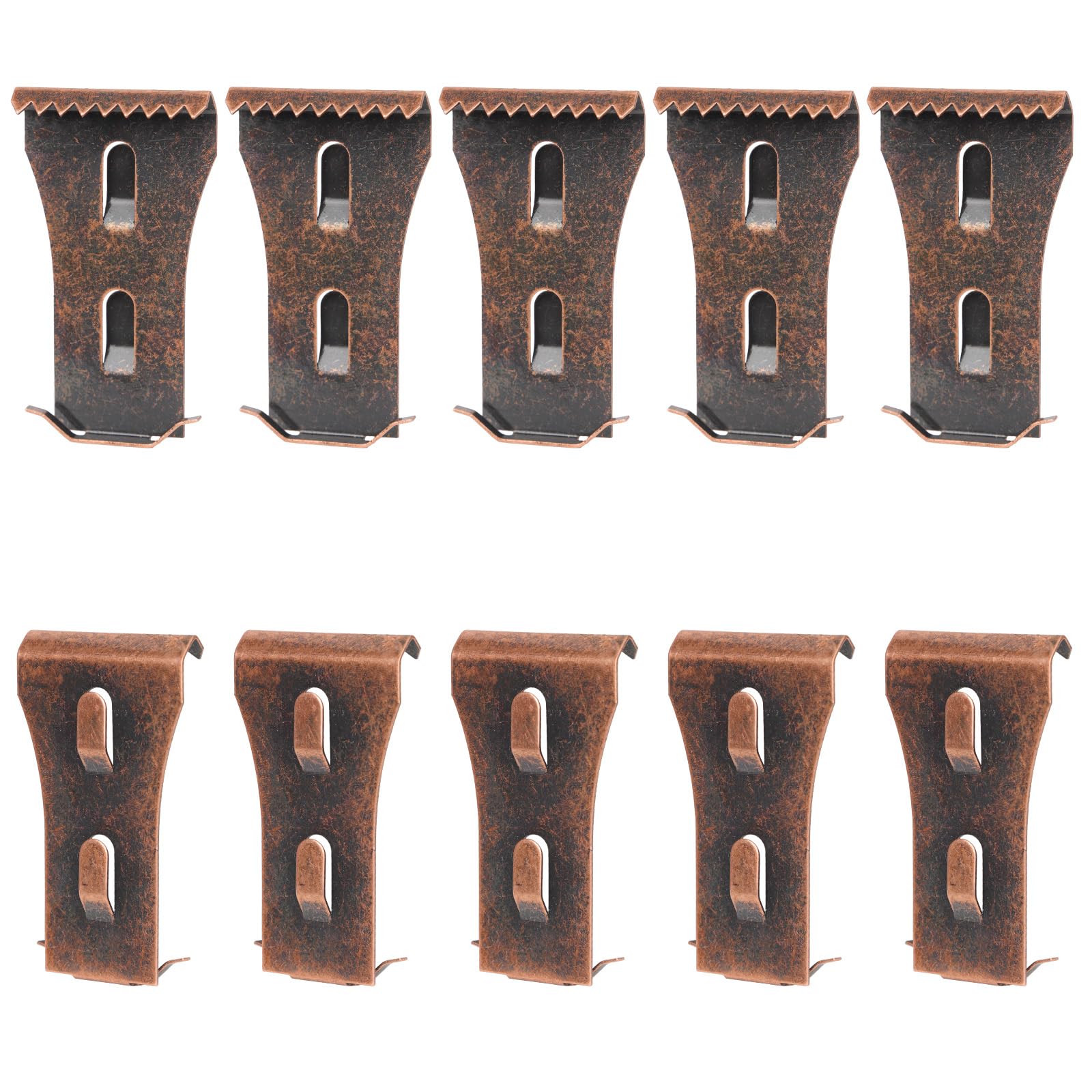 10pcs Metal Brick Hook Clips,Steel Brick Fasteners Wall Hooks for Hanging Outdoors Heavy Duty Brick Hooks No Drill for Pictures Lights Wreaths Hanger Fits 2.25-2.45 Inch High Bricks (Red Copper Color)