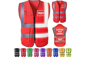 Custom Safety Vest with Logo High Visibility Reflective Pockets Zipper Personalized Class 2 Construction Workwear Men Women
