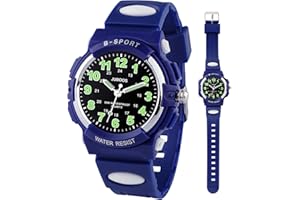 Juboos Kids Analog Watch, Childrens Waterproof Quartz Watch for 5-14 Years Old Boys Girls Time Teaching Sports Outdoor Wirstwatch
