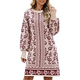 Kedera Womens Knit Sweater Dress Floral Pullover Casual Crewneck Long Sleeve Flower Printed Spring Trendy Dresses Outfit