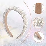 Yolev White Faux Pearl Headbands Bridal Beaded Hair Hoop 14x11.5cm view 7