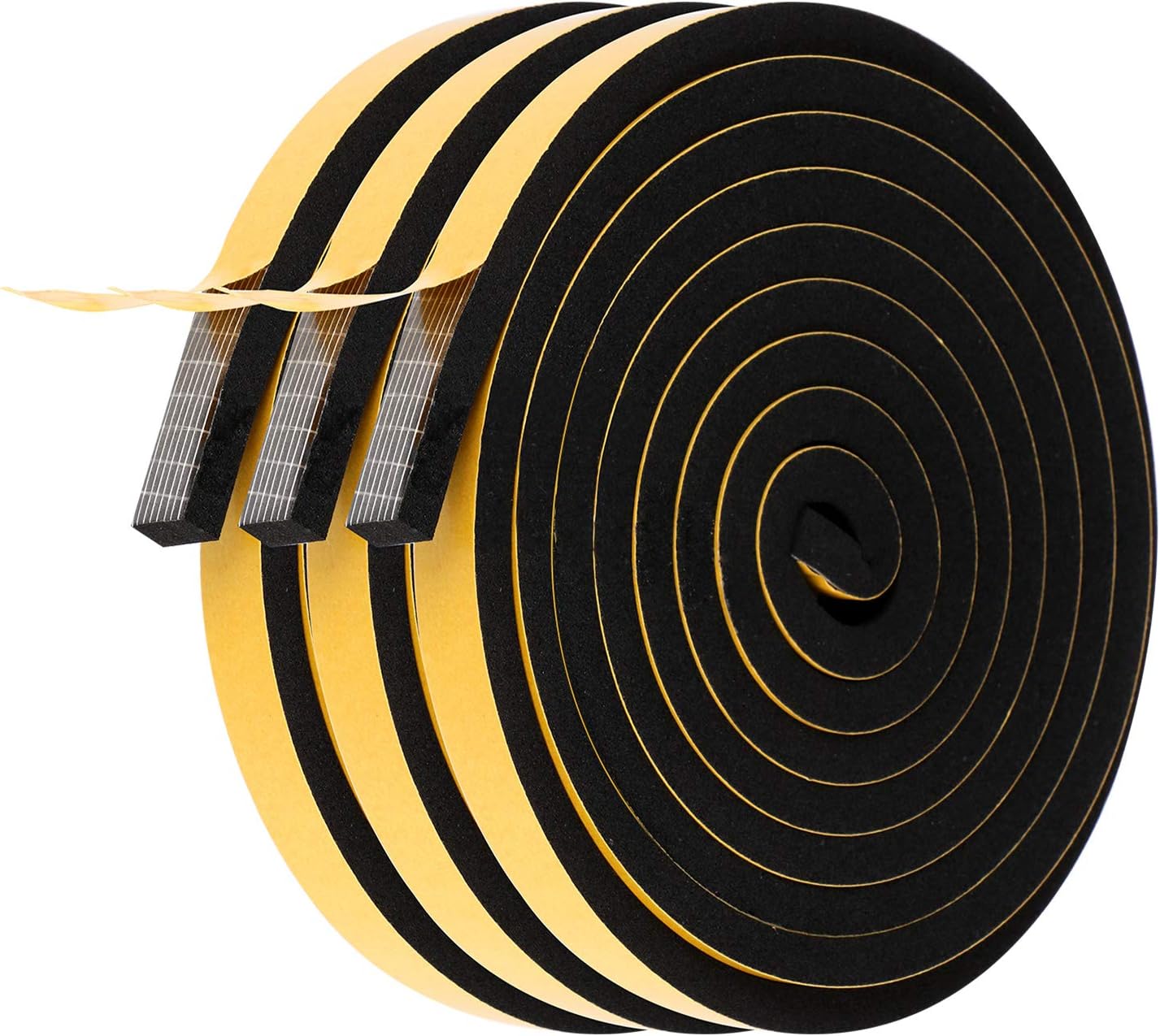 Foam Weather Stripping 3 Rolls, 1/2 Inch Wide X 1/4 Inch Thick Total 20