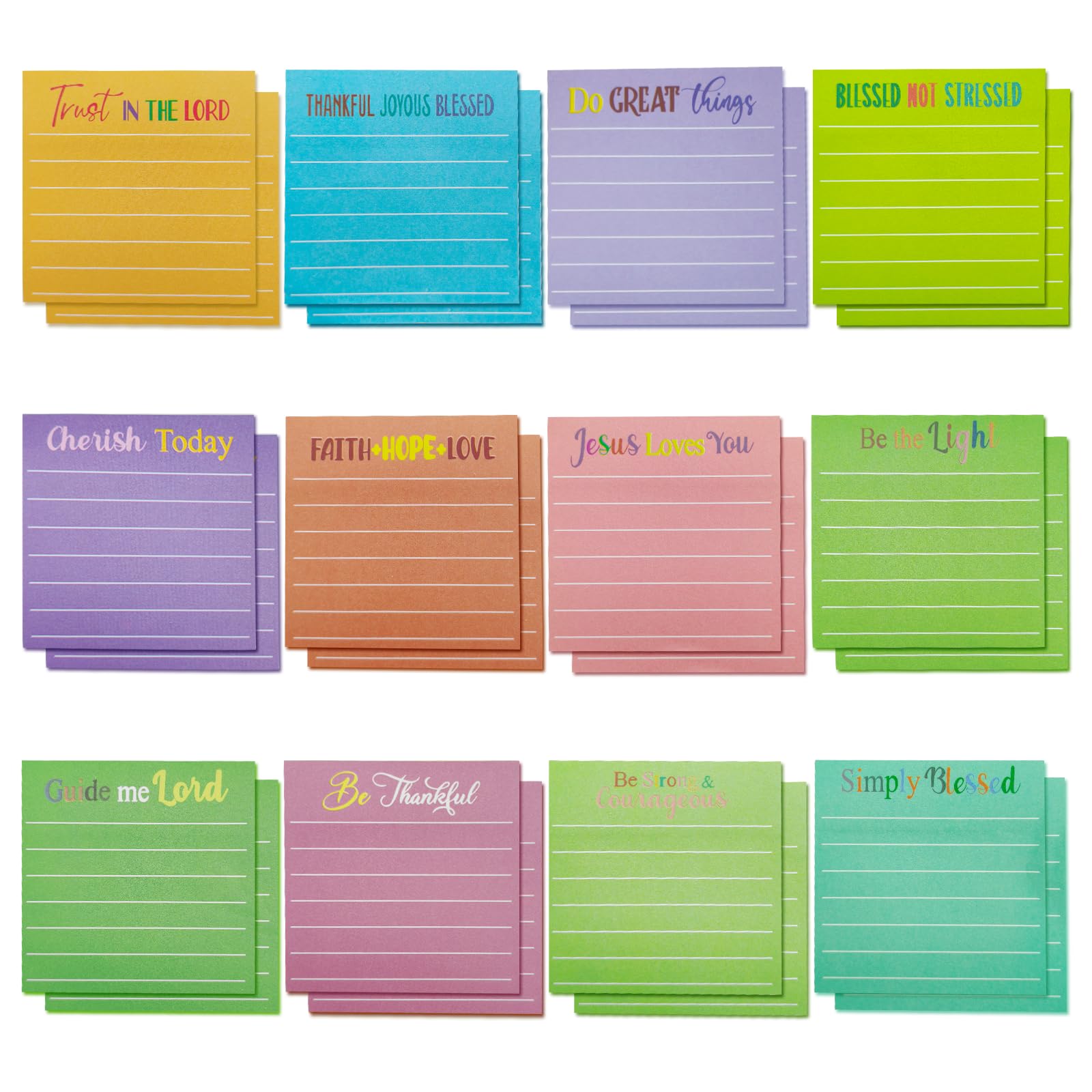 Photo 1 of 24 Pack 720 Sheets Bible Verses Sticky Notes Post It Inspirational Scripture Quotes,3 x 3 Inch Christian Motivational Positive Memo Pads Mini Notepads with Lines,Religious Office & School Supplies