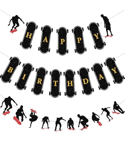 Skateboard-Hintergrund „Happy Birthday“ – 2,1x1,5m Fotohintergrund Für Coole Teenager-Partys