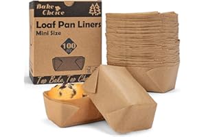 100 Pcs Mini Loaf Pan Liners Compatible with Wilton Mini Loaf Pan, Natural Parchment Paper Petite Loaf Baking Cups for Cupcak