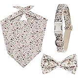 Bowite Elegant Dogs Collar with Bowtie and Bandanas Sets, Quick Release Buckle, Adjustable & Comfortable Collars Scarf Pet Gi