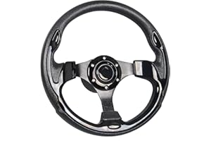 GONMOT 12.5"Marine Boat Steering Wheel with 3/4" Tapered Shaft，Prevent Corrosion Black Steering Wheel for Most Marine boats,Vessels,Yachts,Pontoons Boat