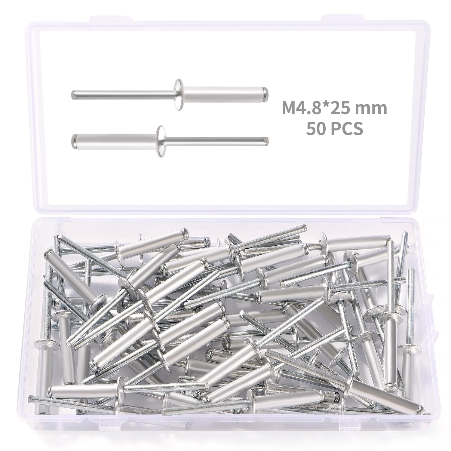 YIXISI 50 PCS M4.8x25 mm Dome Blind Rivet, Metal Rivets Pull Pop Rivets, Aluminium Pop Rivets Large Flange, for Fixing Component Construction Fasteners Furniture — image 1