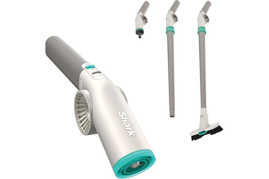NEW Shark BlastBoss — All-in-One Air Blasting System with BlastBroom, Precision Nozzle, Extension Wand, Indoor/Outdoor Cleaning, 0-190 MPH, Cordless Handheld Blower, Rechargeable, Dove, AB2111GY