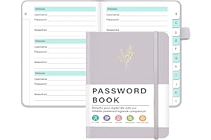 VCOOHM Password Keeper Book with Alphabetical Tabs, Hardcover Password Book for Internet Website Address Login, Password Keeper and Organizer for Home Office, Perfect Small Password Notebook, Purple