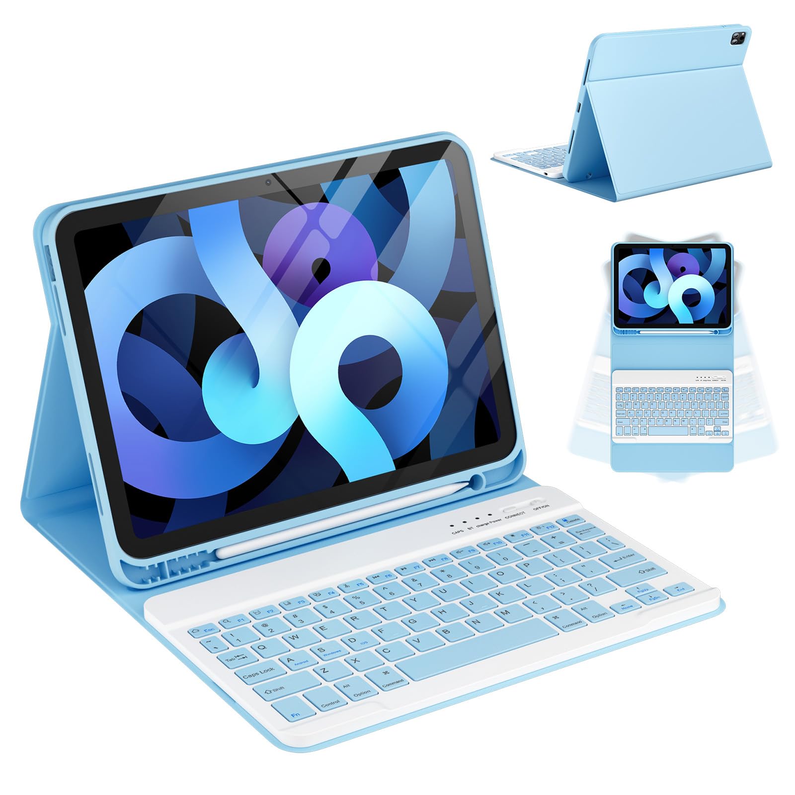 CC Store Case with Keyboard for iPad Air 11 inch M3 2025/M2 2024, iPad Air 5/4 10.9 inch, Keyboard Case for iPad Pro 11 4/3/2/1Gen, Wireless Detachable Keyboard Cover with Pencil Holder, UK Layout