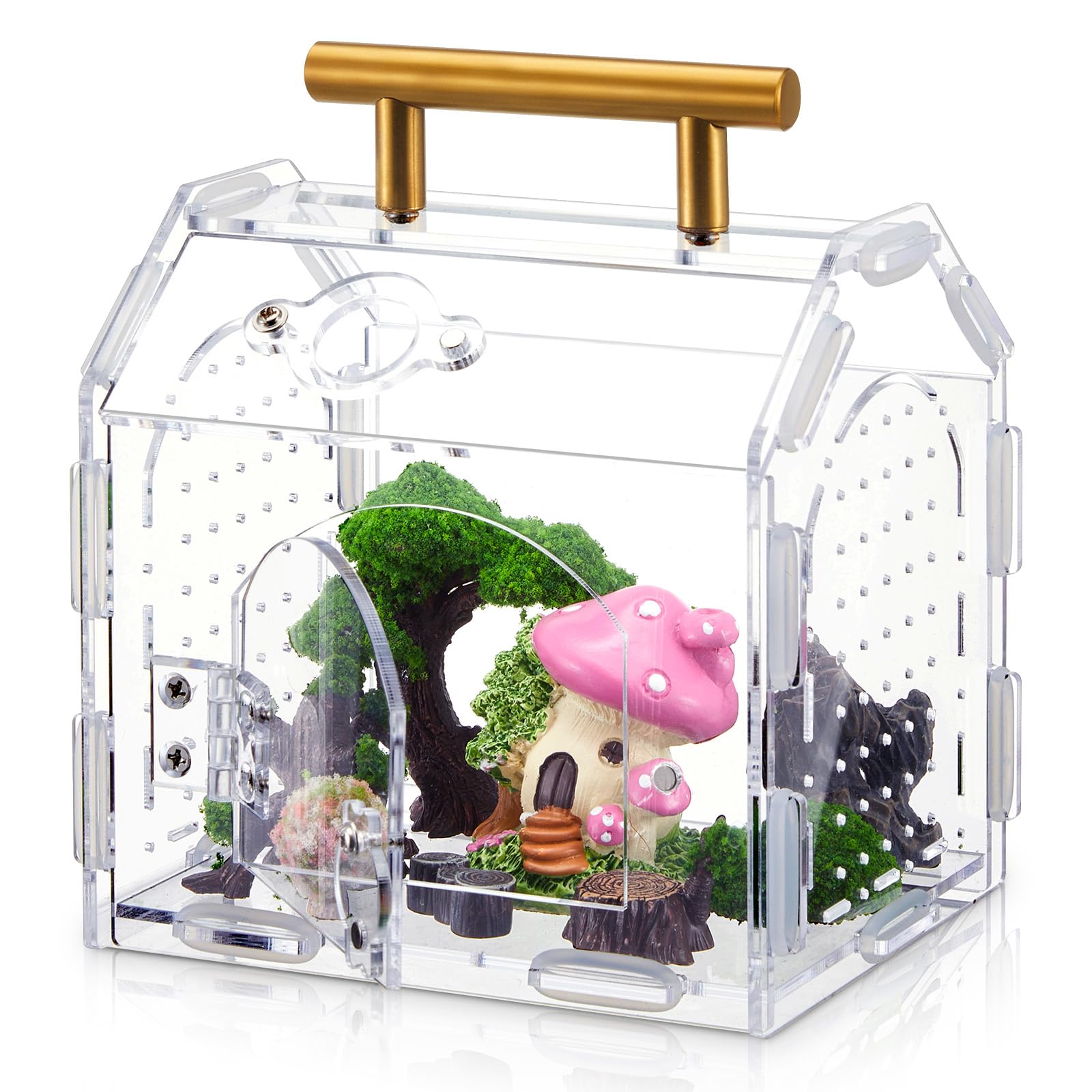 Photo 1 of Teenyyou Jumping Spider Enclosure 5.9" x 4.7" x 5.5" Acrylic Tarantula Enclosure Insect Terrarium with Handle and Magnetic Door Transparent Terrarium for Reptiles, Amphibians and Spiders