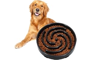 WHIPPY Slow Feeder Dog Bowls for Large Medium Dog Non Slip Maze Puzzle Bowl Pet Slower Food Feeding Dishes Interactive Bloat Stop Preventing Choking Healthy Dog Bowl, Black