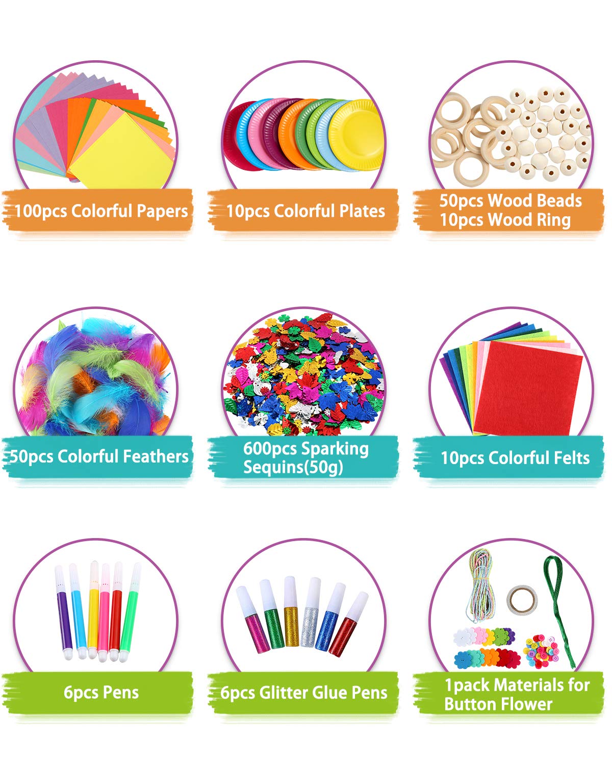 Caydo 3000 Pcs Kids Art and Crafts Supplies, Toddler DIY Craft Art Supplies Set Include Pipe Cleaners, Pom Poms, Portable 3 Layered Folding Storage Box Great Gift for Kids