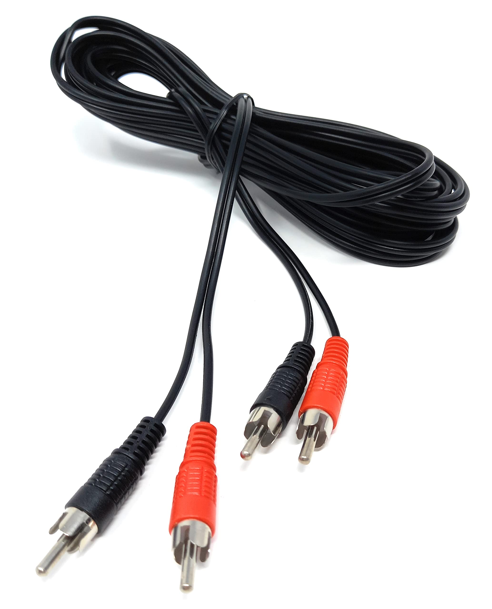 DRUT 5m RCA to RCA Phono Twin Jack to Jack Stereo Audio Cable Lead Cord Compatible With CD/DVD/Amplifier/Hifi/DJ Mixer/Turntable 16.5ft Black Nickel Connectors