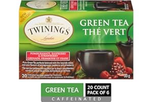 Twinings Pomegranate Raspberry & Strawberry Green Individually Wrapped Tea Bags | Caffeinated Green Tea Enhanced with Juicy F