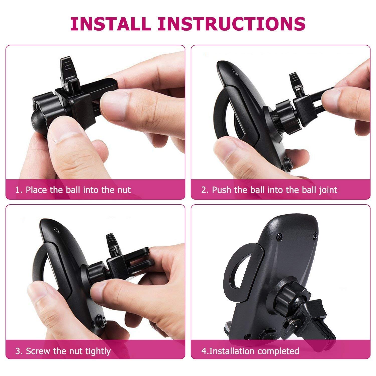 Car Mount, I Go Teck, Car Smartphone Holder Hands Free with Dual USB 3.1A Charger With Over Charge and Over Current Protection