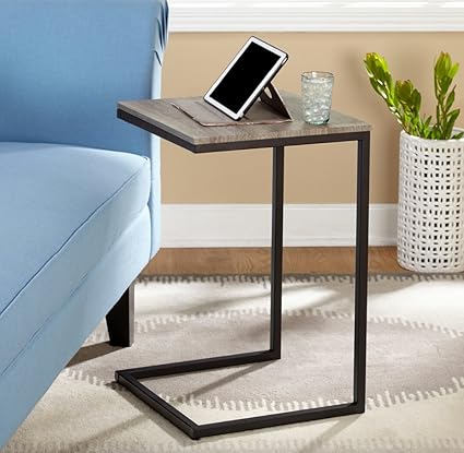 Rajtai Shree Iron and Wood Simple Living Room C Table (Black)