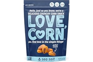 LOVE CORN Sea Salt | Delicious Crunchy Corn Natural Snack | 4 Ounce x 1 Bag | Non-GMO, Low-Sugar, Gluten-Free, Plant Based, Vegan, Low Sugar
