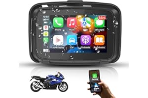 PARKVISION Motorcycle GPS Wireless Carplay/Android Auto Touchscreen,5" IPS Touch Screen Portable Motorcycle Navigator Wireless CarPlay Waterproof,5G Dual Bluetooth,GPS Navigation for Most Motorbike