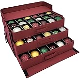 612 Vermont Christmas Ornament Storage Box with 3 Trays, Adjustable Acid-Free Dividers, Holds 72-3 Inch Ornaments